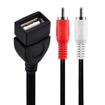 JUNSUNMAY 0,2 m USB 2.0 Female naar 2 RCA Male Video AV Converter Camcorder Audio Splitter Kabel