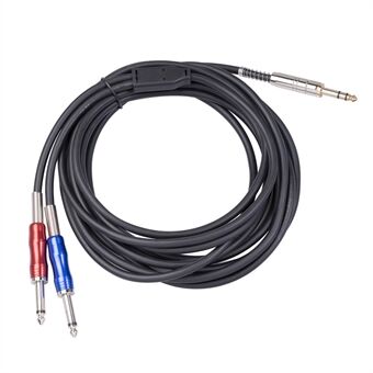 BLS0201 1/4 inch (6,35 mm) TRS stereo Y-splitterstekkerkabel 1/4 inch mannelijke plug voor dubbele 1/4 inch mannelijke TS Mono Breakout-kabel Audio-patchkabel 1,8 m