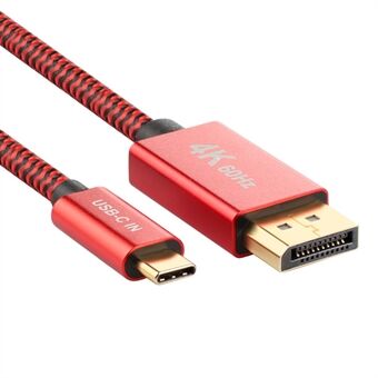 2 m / 6ft USB C naar DP-kabelconverter 4K 60Hz USB-C naar DisplayPort-adapterkabel Gegevensoverdracht Compatibel met Thunderbolt 3