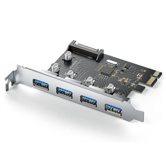 UGREEN 30716 USB 3.0 PCIe-uitbreidingskaart 4-poorts PCIe-naar-USB-adapter met 15-pins SATA-stekker voor pc-host Compatibel met Windows 10/8/7 / XP / Vista