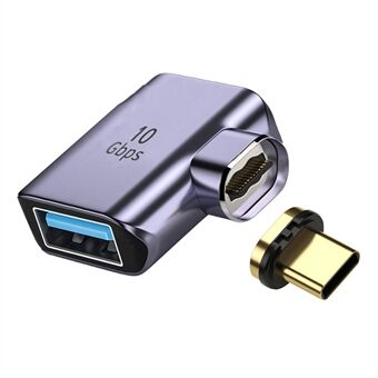 UC-028-AF Magnetische USB-C Male naar USB-A Female Elleboog Adapter 10Gbps Data Transfer Converter