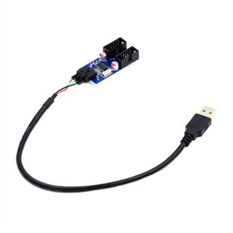 U2-066 USB 2.0 Type-A Male 1 naar 2 Female Moederbord 9-pins Header Extension HUB Adapter Port Multiplier