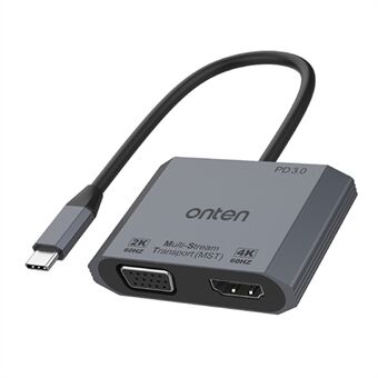 ONTEN M205 3-in-1 Type-C naar HD+VGA-adapterkabel met PD snel opladen USB-C-videoconvertor