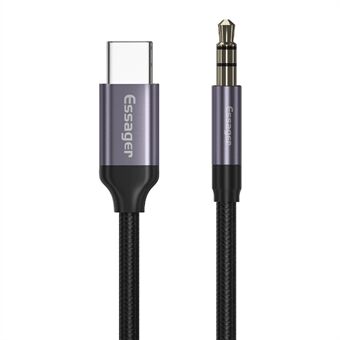 ESSAGER E02 USB C naar 3,5 mm Jack AUX-kabel DAC Type-C Car Audio Hoofdtelefoon Hoofdtelefoon Extra adapterkabel