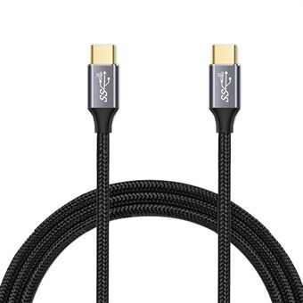 1 m USB C naar USB C-kabel USB 3.1 Gen2 10 Gbps PD 100 W nylon gevlochten volledig functionele type C-kabel (mannelijk naar mannelijk)