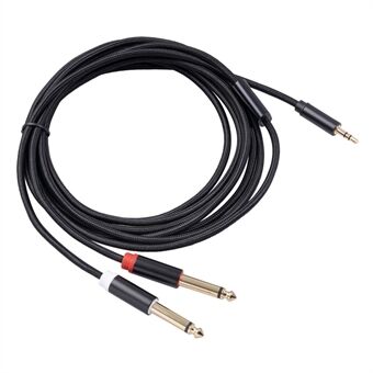 2 Mono 6.35-connectoren voor 3,5 mannelijke audiokabel 3,5 mm voor dubbele 6,35 mm Aux-kabel 3M voor telefoon voor mengversterker