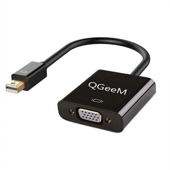 QGEEM QG-HD17 Mini DP naar VGA-adapter Mini Displayport mannelijk naar VGA vrouwelijk vergulde converter Compatibel met MacBook Air / Pro/ Surface Pro/ monitoren