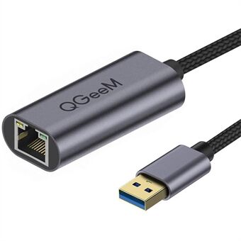QGEEM UA05-A USB 3.0 naar Gigabit Ethernet-adapter USB naar RJ45 LAN-kabelconverter Compatibel met Nintendo Switch Wii MacBook Alle USB-apparaten