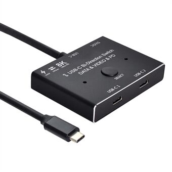 UC-161 0,5 m USB-C bi-directionele schakelaar MST 1 naar 2 Type-C hubadapter Ondersteuning video 8K / 30Hz, 10 Gbps data, PD 100W