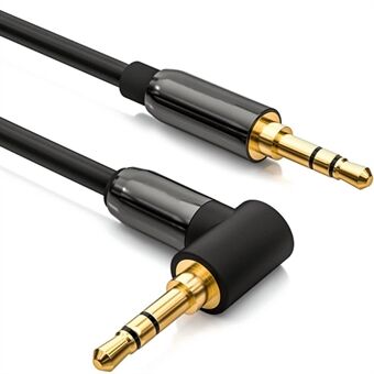 1m L-vormige schuine 3,5 mm auto stereo audio male naar male kabel AUX verguld snoer voor mobiele telefoons, luidsprekers