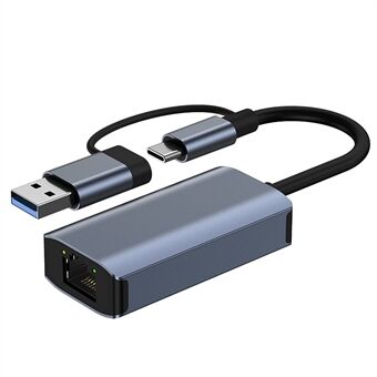 2207 USB-A / Type-C naar RJ45 LAN-poortadapter USB3.0 / USB-C naar gigabit netwerkconnector