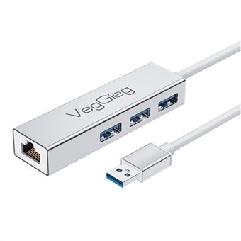 VEGGIEG USB 3.0 1000 Mbps Netwerkkaart Hub Splitter Legering RJ45 + 3 USB Poorten Adapter Docking Station