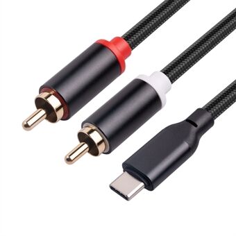 1 m USB C naar RCA Audio Kabel Type-C naar 2 RCA Kabel voor iPhone Sumsung Xiaomi Speaker Home Theater TV (Ingebouwde DAC Chip)