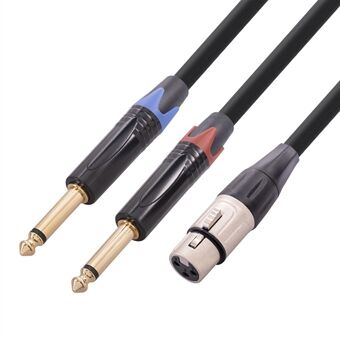 XLR Female 3-Pin naar Dual 6.35mm Male Audio Kabel 1/4 Inch TS AUX Adapter Splitter Cord Converter Draad, 1m