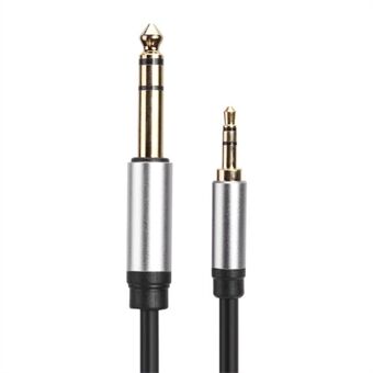 1 m conversiekabel 3,5 mm mannelijk naar 6,35 mm mannelijk TRS Jack Stereo Aux-kabel voor mixerversterker