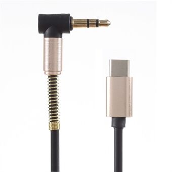 Type-C male voor haakse 3,5 mm connector audiokabel Type-C audiokabel voor Samsung Note 8 / S8 etc. - Goudkleur