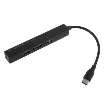 GT-129 Type-C voor 3,5 mm audiopoort en drie USB-poorten USB-C HUB-adapter met OTG-functie voor draagbare Macbook