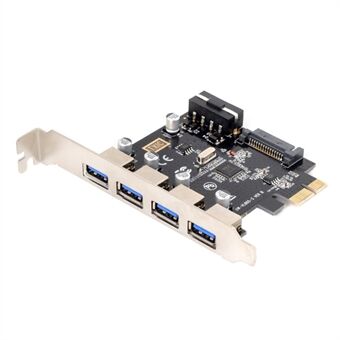 4-poorts PCI-E naar USB 3.0 HUB PCI Express-uitbreidingskaartadapter 5 Gbps voor moederbord