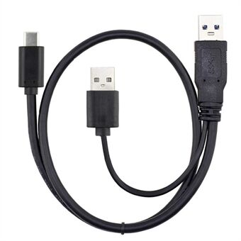 CY UC-125 USB Type-C naar USB 3.0 Male & USB 2.0 Dual Power Data Y-kabel voor draagbare en harde schijf