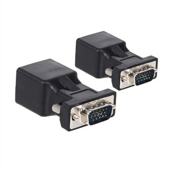 Stabiel Duurzaam 2 PCS VGA naar RJ45 Adapter VGA Male naar RJ45 Adapter Ethernet Poort Converter CAT5e CAT6 Netwerk kabel Adapter
