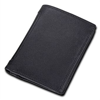8317 RFID Blocking Top Layer Rundleer Mannen Casual Folding Wallet Munten Kaarten Cash Holder Bag
