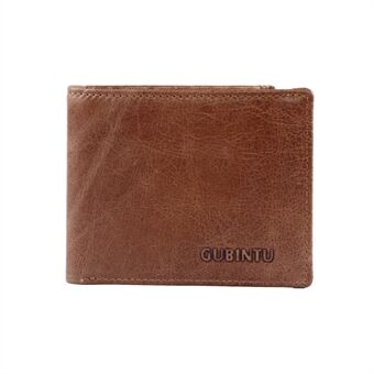 GUBINTU heren portemonnee in vintage stijl, korte portemonnee, toplaag, echt leer, bi-fold portemonnee - bruin