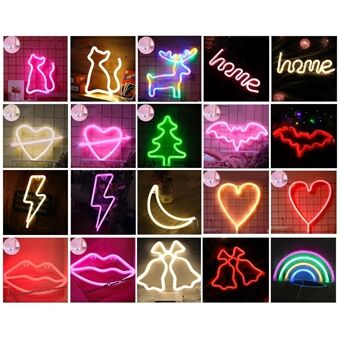 Neonbord LED Neonlicht USB/Batterij Aangedreven Muurverlichting voor Slaapkamer Thuis Bar Feest Festival Kerstmis Bruiloft - Regenboogvormig