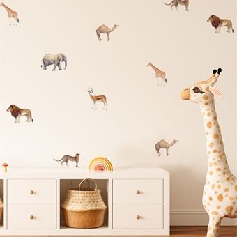 18 Stks/set Cartoon Dier Muurstickers Kids Giraffe Leeuw Olifant PVC Sticker (Geen EN71 Certificering)