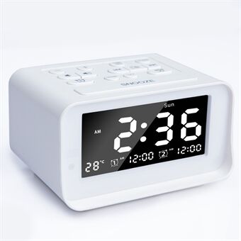 K1- Pro temperatuurweergave FM-radio LED digitale wekker met dubbele USB-oplaadpoorten voor telefoons, CE-gecertificeerd