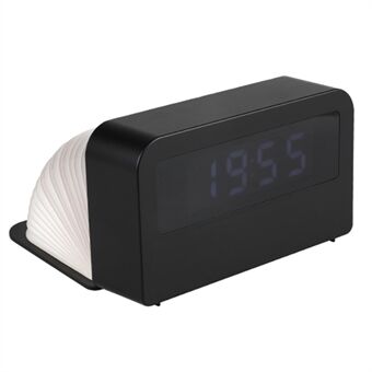 Y1 Creative boekvormige lichte wekker Tijdweergave USB oplaadbare Smart wekker - zwart
