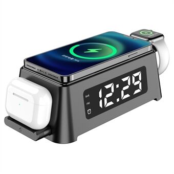 T40 Smart Multifunctionele LED Digitale Wekker Telefoon Horloge Oortelefoon Draadloze Oplader