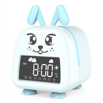 JS2726C Cute Rabbit Digital Watch Kids Sleep Training Alarm Kids LED-nachtlampje bij het bed Wake Up Clock - Babyblauw