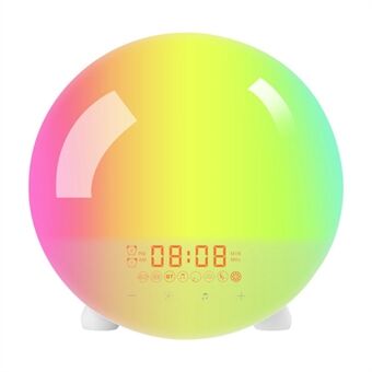 SH-123 Digitale Wake-Up Light Zonsopgang / Zonsondergang Simulatie Wekker met FM Radio Nachtlampje Bluetooth Draadloze Luidspreker