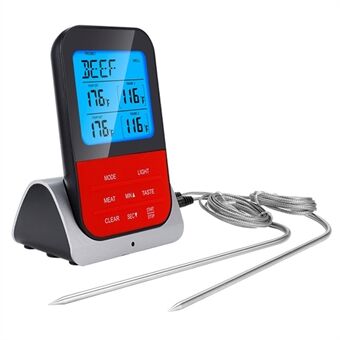 TS-K33-S Draadloos LCD-scherm Keuken BBQ -thermometer voor Outdoor Elektronisch apparaat voor het meten van voedseltemperatuur met basis (BPA-vrij, FDA-gecertificeerd)