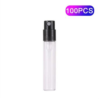 100 stuks 1 ml reizen transparant glazen parfum hervulbare fles mini draagbare spuitfles - zwart