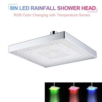LED-regendouchekop Vierkante Head automatische RGB-kleur veranderende temperatuursensor Head voor badkamer