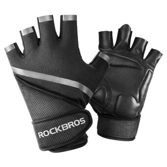 ROCKBROS S172 Een paar fietshandschoenen met halve vingers Gewatteerde trainingshandschoenen voor fitness bodybuilding