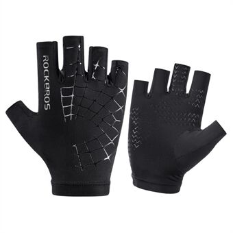 ROCKBROS Halfvinger ijszijdehandschoenen UV-bescherming Zonnebrandcrème Fiets Outdoor Fietshandschoenen - Zwart/S