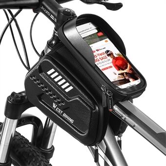 WEST BIKING YP0707274 1.4L waterdichte fiets voorste bovenbuis touchscreen telefoonhoes voor telefoon onder 6,9 inch