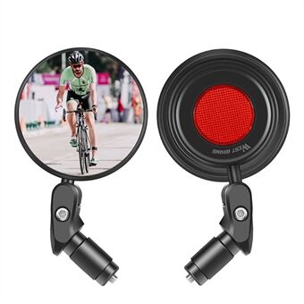 1 st WEST BIKING groothoek fiets achteruitkijkspiegel 360 ° rotatie MTB racefiets stuurspiegel met waarschuwingsreflector