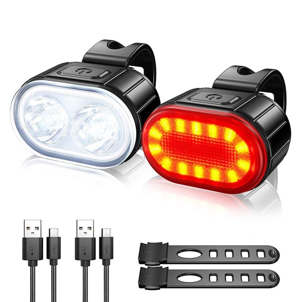 USB oplaadbare fietsverlichting set IPX4 lichtkoplamp voor en LED fietslamp achter accessoires voor