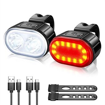 USB oplaadbare fietsverlichting set IPX4 lichtkoplamp voor en LED fietslamp achter accessoires voor nachtelijk fietsen