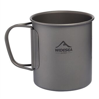 WIDESEA WSTT-375ML Ultralichte beker van titaniumlegering Watermok van 375 ml met opvouwbaar handvat (geen FDA-certificering, BPA-vrij) voor picknick Outdoor