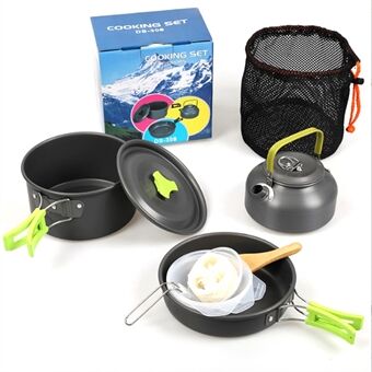 HALIN DS-308 draagbare kookpan campingpot pannenset voor 2-3 personen (geen FDA, BPA-vrij)