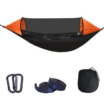 RYDC-012 280x140cm Outdoor Quick Open 210T Nylon Hangmat Anti-rollover Camping Opknoping Swing bed met Rits Klamboe