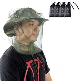 4 stks/set Muggenwerende hoed Anti-muggen hoofddeksel Insectenwerend netmasker voor bergbeklimmen Camping vissen Outdoor activiteiten