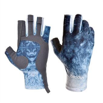 1 paar vishandschoenen ademende halve vingerhandschoenen antislip gelhandschoenen voor fietsen Campingvissen Outdoor - blauw / L