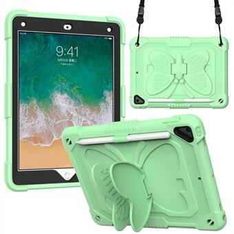 Butterfly Shape Kickstand PC + Silicone Tablet Case Cover met schouderband voor iPad 9.7" (2018) / (2017) / iPad Air 2