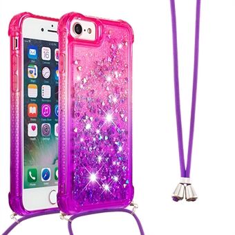 Zachte TPU Stijlvolle Anti-Drop Case Liquid Glitter Gradient Quicksand Sparkle Phone Cover met Snoer voor iPhone 6/6s/7/8 4.7 "/ SE (2e generatie)