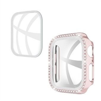 Strass decor pc-frame voor Apple Watch Series SE / 6/5/4 44MM met gehard glazen schermbeschermer